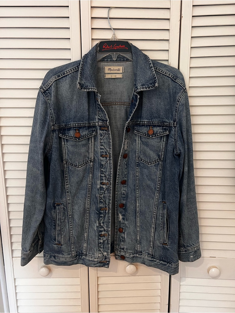 Madewell Blue Denim Oversize Jacket Size S Medium Wash